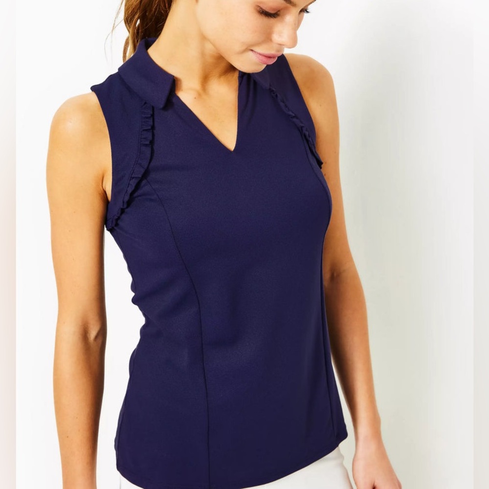 LILLY PULITZER UPF 50+ LUXLETIC MARTINA POLO XL TRUE NAVY